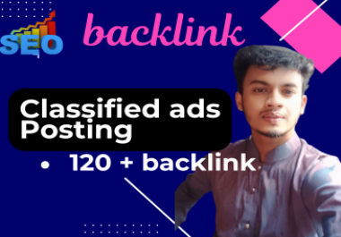 I will manually create 120+ classified add post backlink in high DA PA classified ads posting site