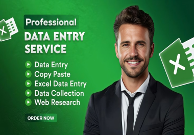 I will Enter Your Data Fast & 100 Accurate - Excel,  Google Sheets Any Format