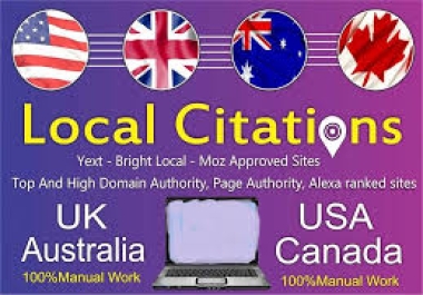 Create 150 unique Mix Business Listings for USA,  UK,  Canada & Australia for Local SEO