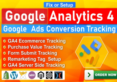 I will setup GA4 eCommerce tracking and other tag in your website