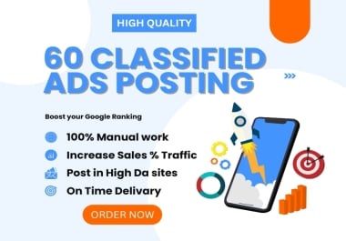 I will provide 60 classified ads posting backlinks for organic traffic