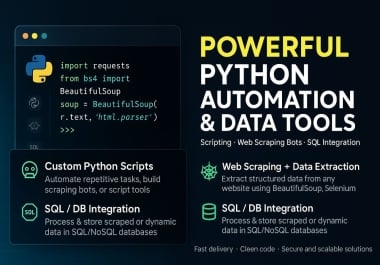 i will do python web scraping bot,  automation script,  data scraper and web automation
