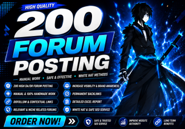 Get 200 Forum Posting Backlinks On High Da Dr domains and manually created