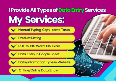 I do all types of copy-paste works,  data entry,  ms word and excel.