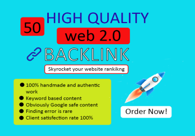 I can provide 50 web 2.0 backlinks with high quality DA PA for improve your website ranking