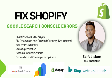 fix shopify google search console errors,  technical seo and indexing issues
