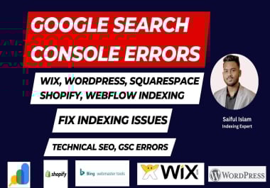 fix google search console errors, wordpress,  wix shopify SEO indexing issues