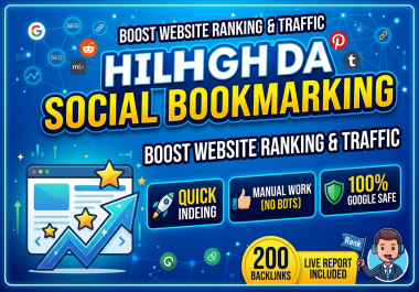 I will do high DA social bookmarking backlinks for Google top ranking