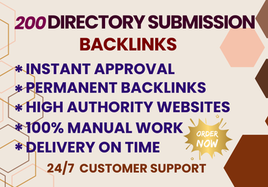 I Will Provide 200 Instant Approval Directory Backlinks on Top Web Directories.