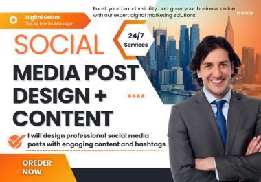 I will design social media graphics with engaging content and hashtags