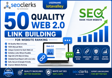 50 Quality Web 2.0 - Link Building for Website Ranking
