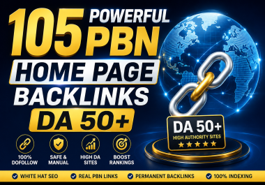 Rank your website from 105 Powerful PBN Home Page Backlinks DA/DR 50plus Link Building