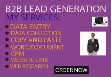 I will do b2b lead generation and data entry for your own bussiness