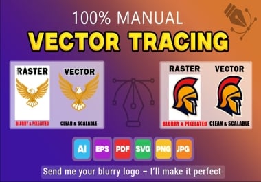 I will do manually vector trace logo or image into high quality scalable vector files