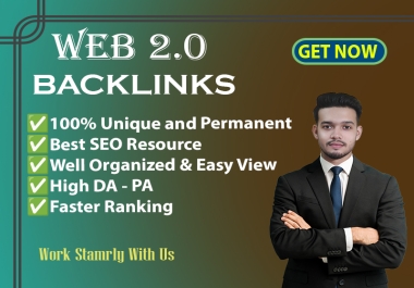 Latest Web 2.0 Backlinks,  will help to Ranking up Website. High DA,  100+