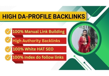 I will do manual high domain authority SEO profile backlinks