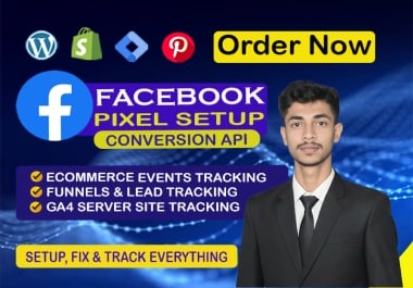 I will setup Facebook pixel,  conversion API & GA4 tracking perfectly