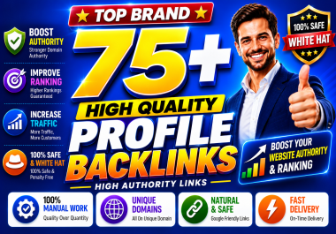Exclusive 75 Profile Backlinks upto DA 70 to 80 Plus Manually Done Safe SEO Increase Google rank