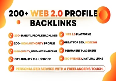 Boost your SEO with our expertly crafted 200 High Quality Web 2.0 Profile Backlinks