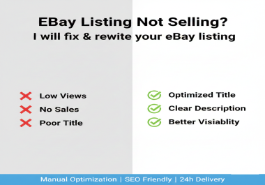 I will fix and rewrite 1 eBay listing to improve sales and visibility