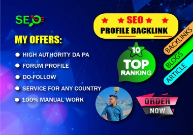 Premium profile backlinks-keyword focused,  high DA/PA,  and designed to skyrocket your search ranking