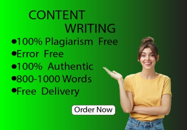 I Will deliver best SEO Article writing 100 plagiarism free.