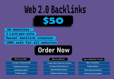 I will build 50 high quality Web 2.0 backlinks manually for SEO