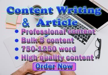 Content writing bulk 5 content 750-1250+ word manually writing professional plagiarism free article