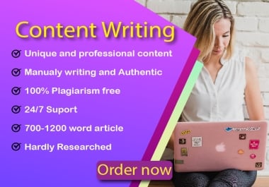 I will write manually 1000+ words top quality,  seo friendly and plagiarism free content