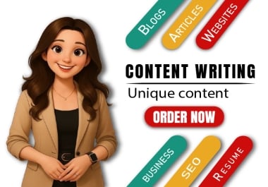I Will write 1000+ unique & standard content with full manually.