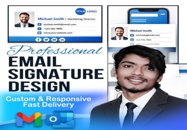 I will design professional clickable HTML & animated email signature for Gmail,  Outlook