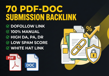 70 PDF Submission or Doc Share Backlinks - High Authority Manual SEO Service