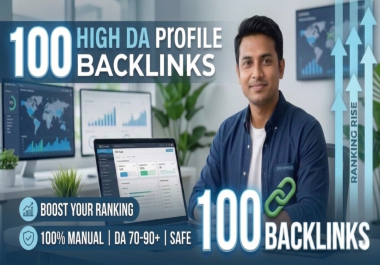 Provide 100 High DA Manual Profile Backlinks for SEO Ranking