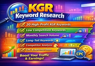 I will find 20 Profitable Low Competition KGR Keywords for fast Google Ranking