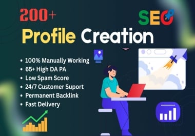 I will create 200 + high quality manual profile backlinks for SEO ranking
