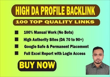 I will create 100 authority profile backlinks for website ranking