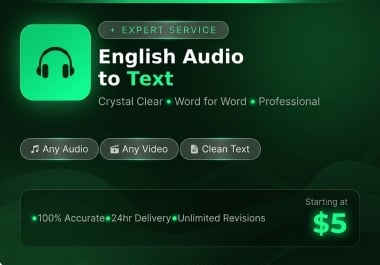 Transcription of English audio and video to text