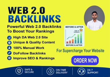 I will build 50 high DA manual web 2.0 backlinks for top search rankings