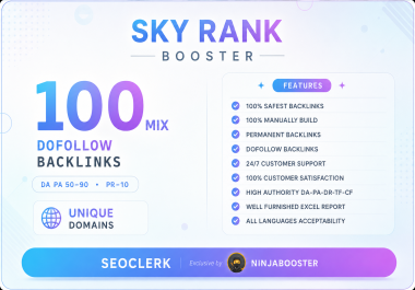 100 Unique Domains DA 50 To 90 + Rank Booster SEO Backlinks
