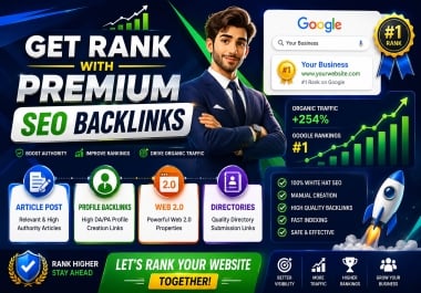 Get Rank with 200 Premium SEO Backlinks from Directory,  Web2.0,  Wiki,  and Profiles