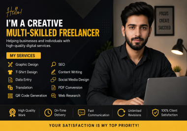 I Will Provide Professional Graphic Design,  Data Entry,  SEO,  Translation & Content Writing Services
