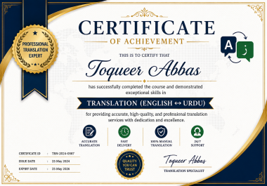 Professional English&ndash;Urdu&ndash;Hindi&ndash;Arabic Translation