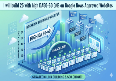 I will build 25 with high DA50-60 G/B on Google News Approved Websites