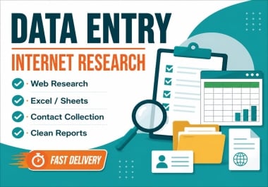 I will do accurate data entry and internet research