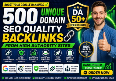 Provide 500 Unique Domains SEO Quality Backlinks DA50