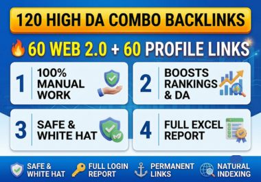 I Will Build 120 High DA Backlinks DA90 TO DA70,  web 2.0 backlinks,  profile backlinks