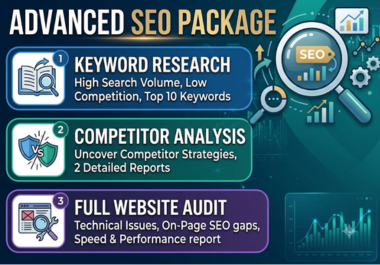 will deliver High Traffic Keyword Research,  Competitor Analysis plus Website Audit Report