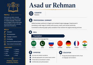 Professional English,  Urdu & Arabic Translator Accurate and Fast Translation Services English,  Urd
