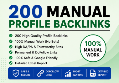 I Will Build 200 Manual Profile Backlinks for Your Website with Detailed Report