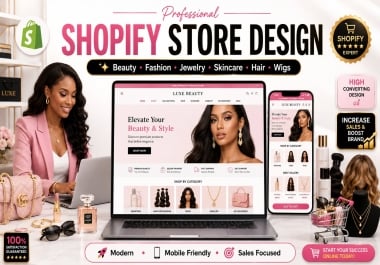 I Will Design a Shopify Beauty,  Fashion,  Jewelry,  Skincare,  Hair,  or Wig Store